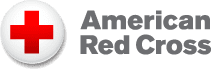 A green background with the words american red cross in grey letters.